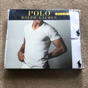 2 White Polo V Neck T-Shirts